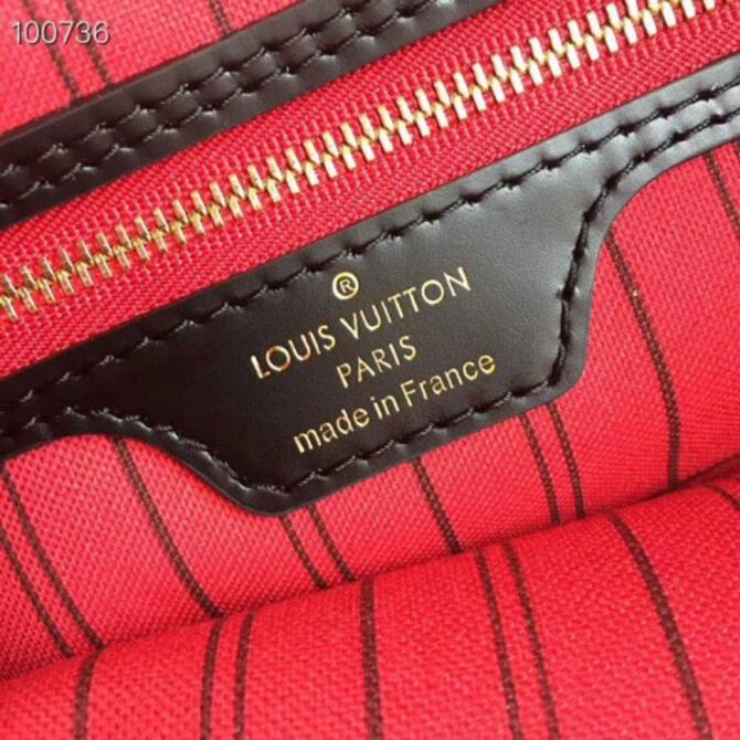 Louis Vuittom Monogram Canvas Neverfull MM Bag red with black piping