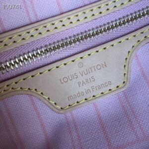 Louis Vuittom damier azur Canvas Neverfull MM Bag  Rose Ballerine N41605