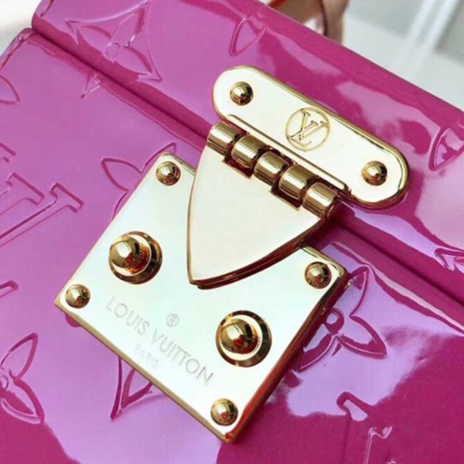 Louis Vuitton Replica Bleecker Box Top Handle Bag in Monogram Vernis Leather M52464 Pink 2018