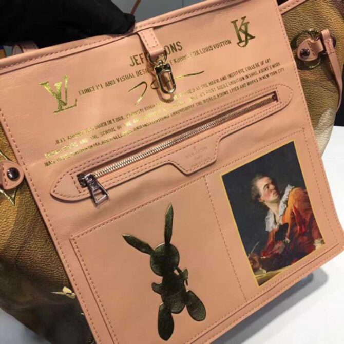 Louis Vuitton Replica Canvas Calf Leather Masters Collections Neverfull MM Handbag Pink 2017