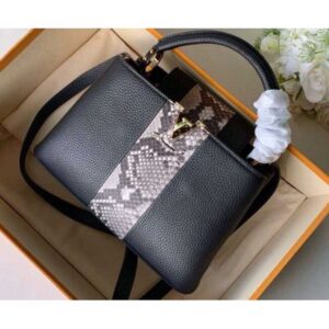 Louis Vuitton Replica Capucines BB Bag Central Stripe Python N94220 Black
