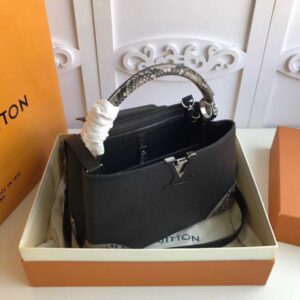 Louis Vuitton Replica Capucines BB Bag Four Corners Python Black N94410