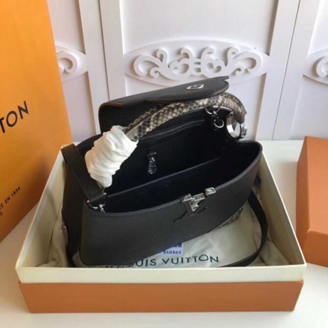 Louis Vuitton Replica Capucines BB Bag Four Corners Python Black N94410