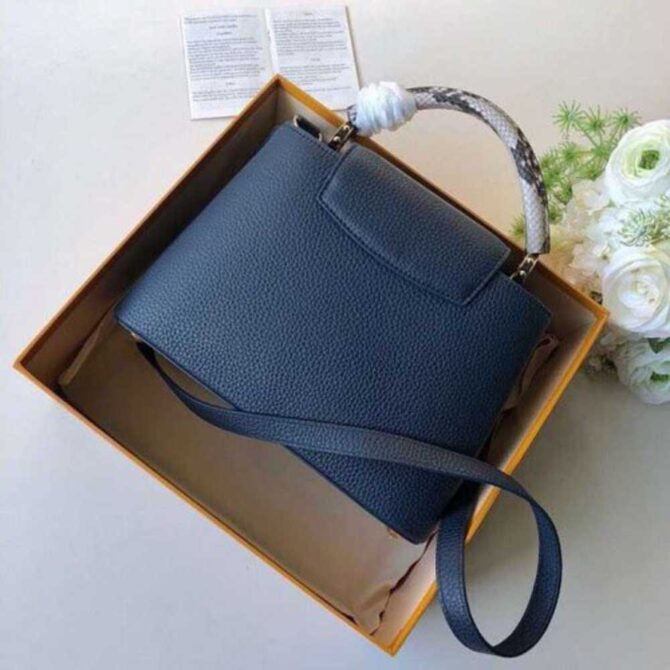 Louis Vuitton Replica Capucines BB Bag Python Handle Bleu Marine