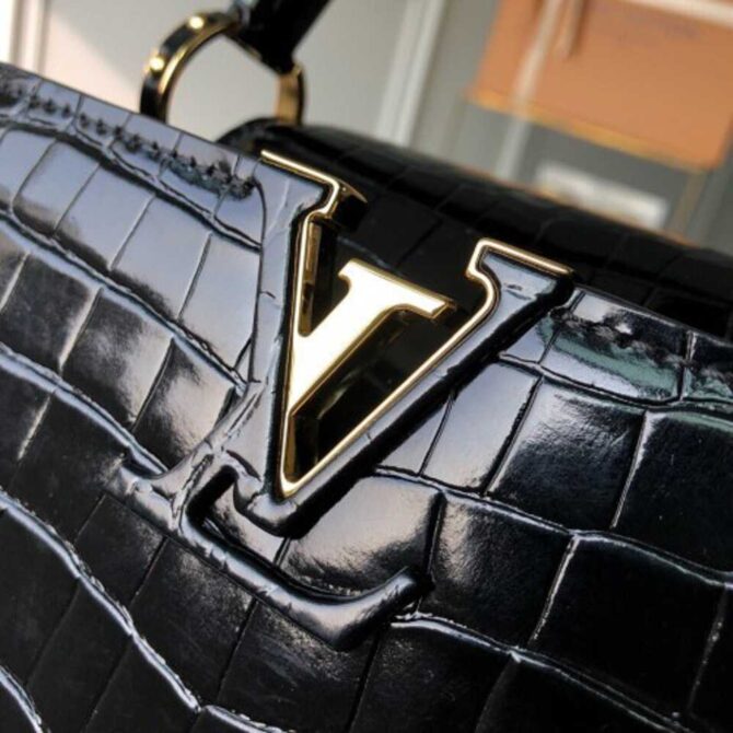 Louis Vuitton Replica Capucines BB Top Handle in Crocodilien Leather N92173 Black 2018