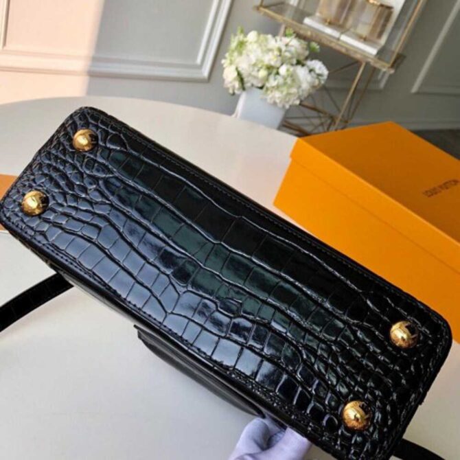 Louis Vuitton Replica Capucines BB Top Handle in Crocodilien Leather N92173 Black 2018