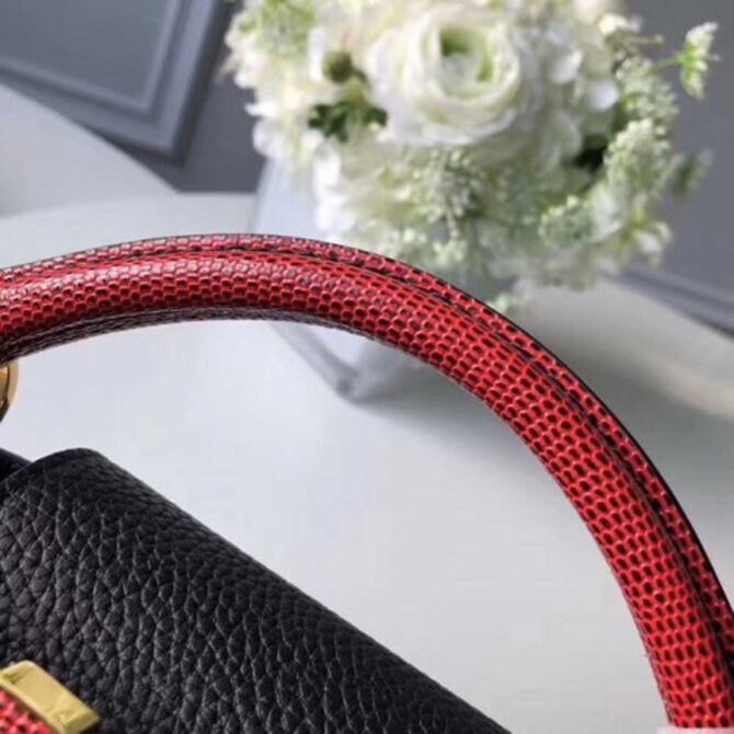 Louis Vuitton Replica Capucines Mini Bag Lizard Handle N94048 Noir Rouge