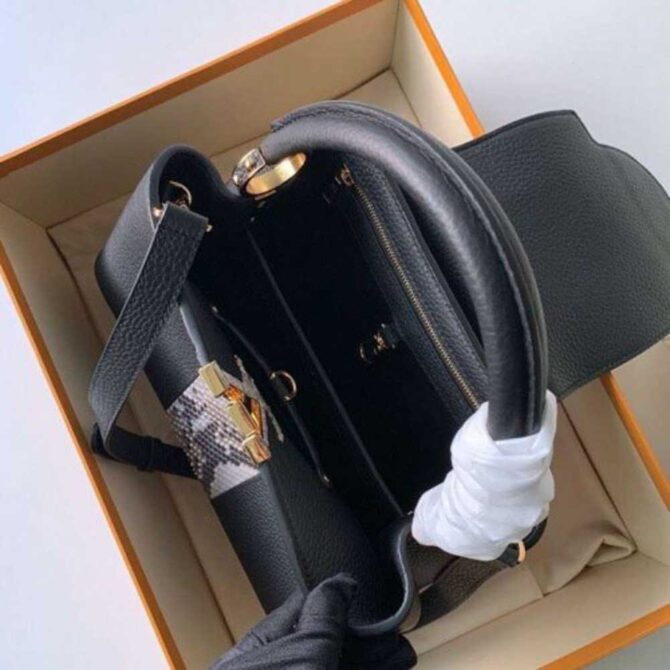 Louis Vuitton Replica Capucines PM Bag Central Stripe Python Black