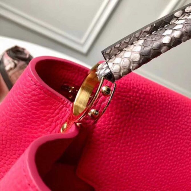 Louis Vuitton Replica Capucines PM Bag Python Handle Framboise