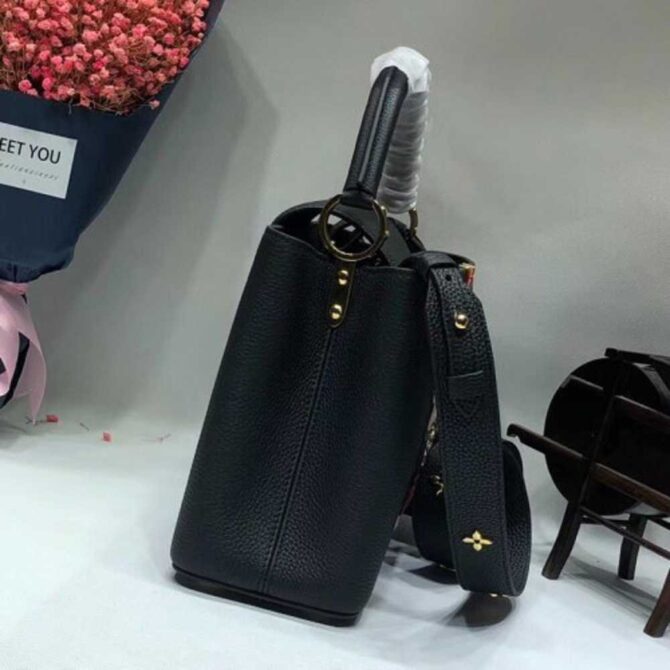Louis Vuitton Replica Capucines PM Flower Smile Top Handle Bag M51384 Black 2018