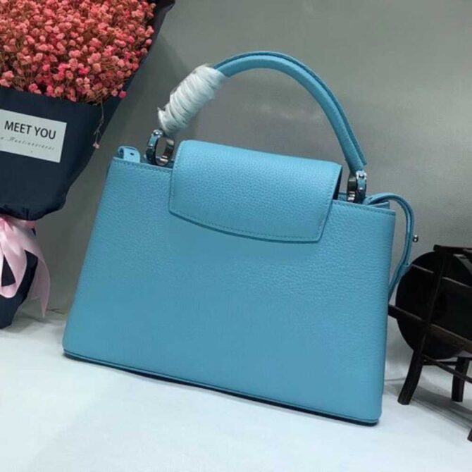 Louis Vuitton Replica Capucines PM Flower Smile Top Handle Bag M51384 Blue 2018