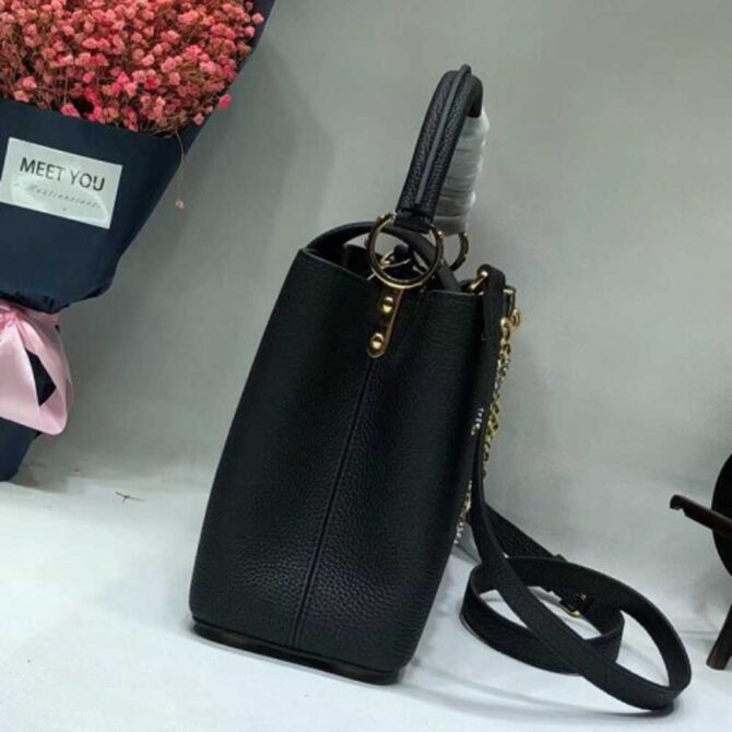 Louis Vuitton Replica Capucines PM Sun sculpture Top Handle Bag M48864 Black 2018