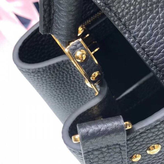 Louis Vuitton Replica Capucines PM Sun sculpture Top Handle Bag M48864 Black 2018