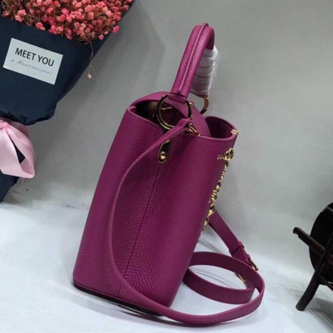Louis Vuitton Replica Capucines PM Sun sculpture Top Handle Bag M48864 Purple 2018