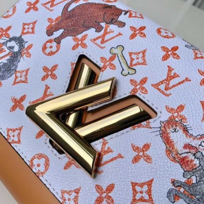 Louis Vuitton Replica Catogram Monogram Canvas Twist MM Bag M44408 White/Apricot 2018