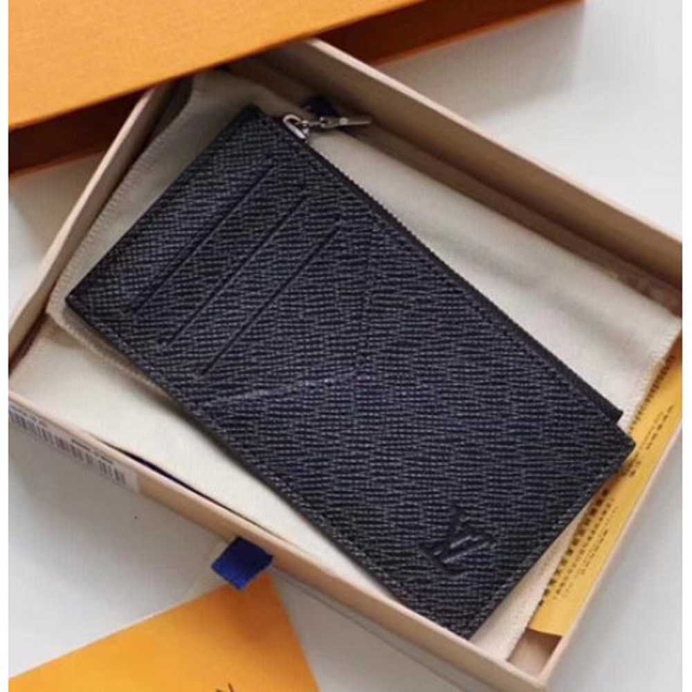 Louis Vuitton Replica Coin Card Holder Black Taiga leather M62914