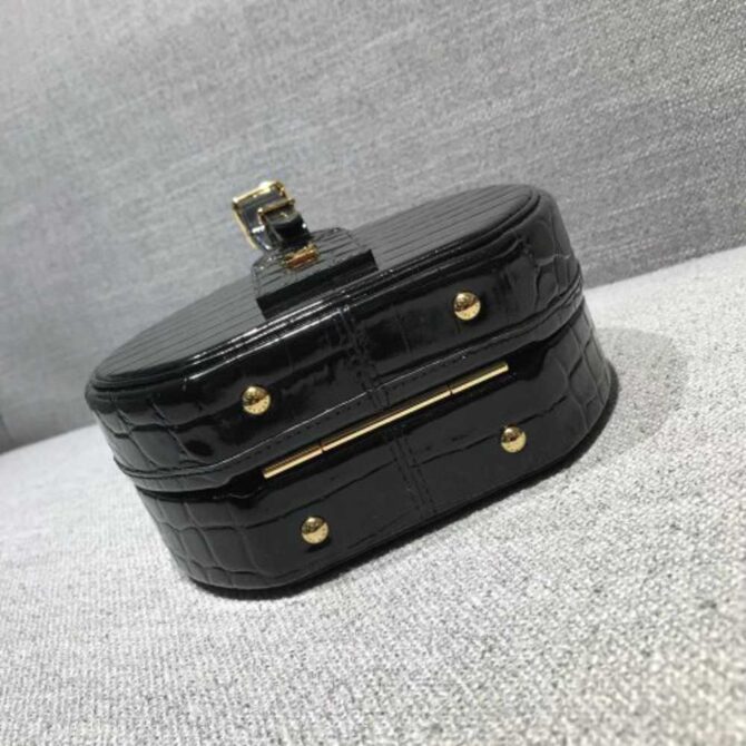Louis Vuitton Replica Croco Pattern Petite Boite Chapeau Bag Black 2018