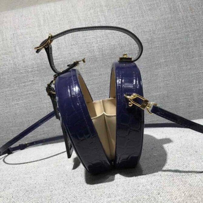 Louis Vuitton Replica Croco Pattern Petite Boite Chapeau Bag Navy Blue 2018