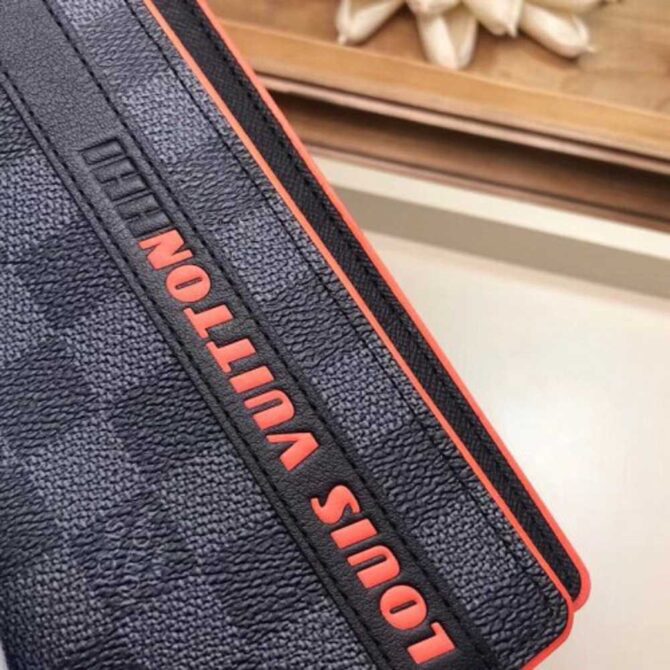 Louis Vuitton Replica Damier Cobalt Canvas Brazza Wallet Orange Logo 2019