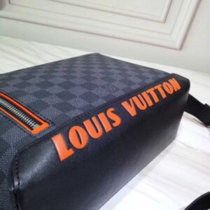 Louis Vuitton Replica Damier Cobalt Canvas Discovery Messenger PM Bag Orange Logo 2019