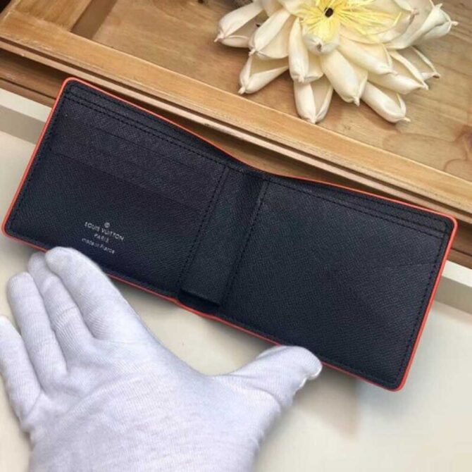 Louis Vuitton Replica Damier Cobalt Canvas Multiple Wallet Orange Logo 2019