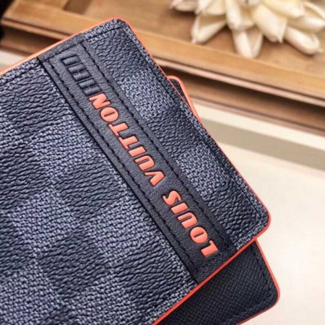 Louis Vuitton Replica Damier Cobalt Canvas Multiple Wallet Orange Logo 2019