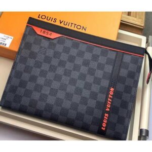 Louis Vuitton Replica Damier Cobalt Canvas Pochette Voyage MM Bag N60241 Orange Logo 2019
