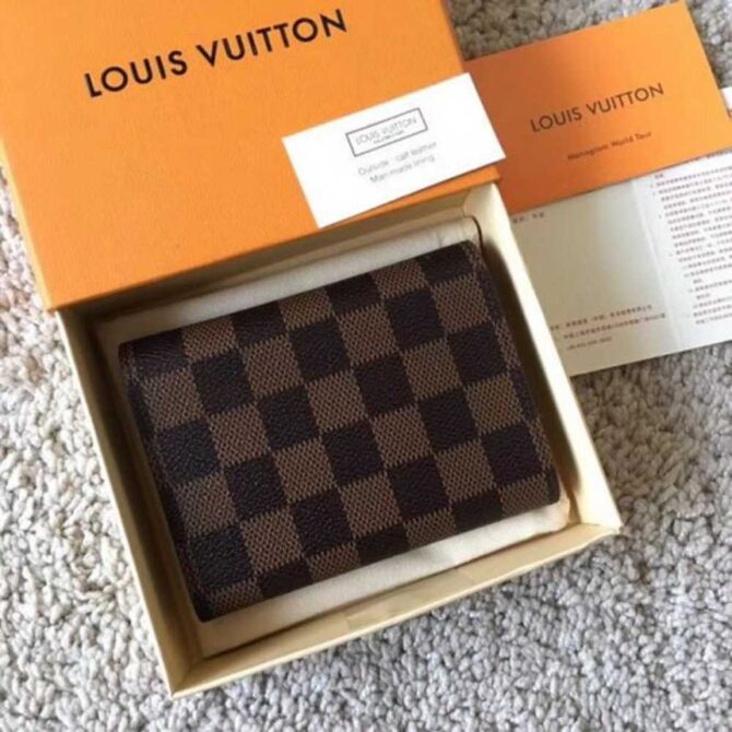 Louis Vuitton Replica Damier Ebene Canvas Envelop Victorine Wallet N41659 Coffee