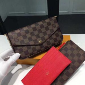 Louis Vuitton Replica Damier Ebene Canvas Pochette Felicie Chain Wallet M63032 Bag