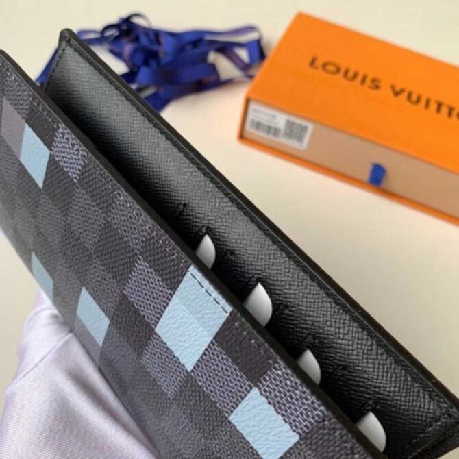Louis Vuitton Replica Damier Graphite Pixel Canvas Brazza Wallet N60163 Gray 2019