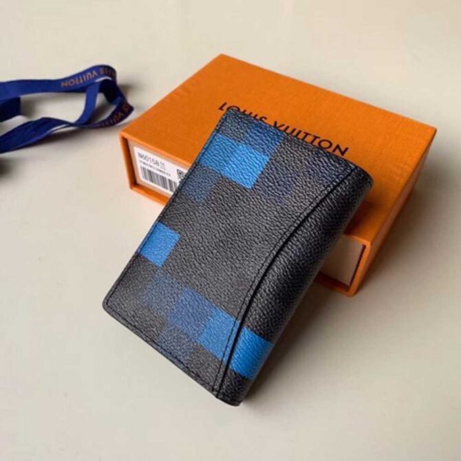 Louis Vuitton Replica Damier Graphite Pixel Canvas Pocket Organiser Wallet N60158 Blue 2019