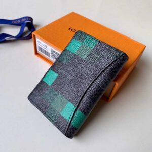 Louis Vuitton Replica Damier Graphite Pixel Canvas Pocket Organiser Wallet N60160 Green 2019