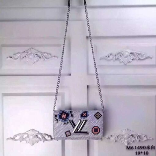 Louis Vuitton Replica Epi Denim Azteque white Leather TWIST Chain Wallet Shoulder Bag M61490