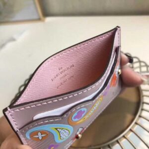Louis Vuitton Replica Epi Leather Card Holder with Monogram flower M62068 Pink
