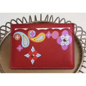 Louis Vuitton Replica Epi Leather Card Holder with Monogram flower M62068 Red
