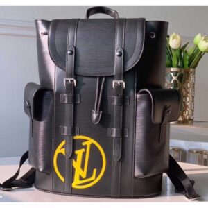 Louis Vuitton Replica Epi Leather Christopher PM Backpack Bag M55138 Black with LV Replica Logo