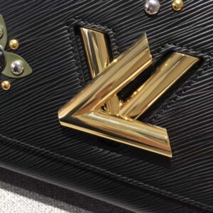 Louis Vuitton Replica Flower Embellished Epi Twist MM Bag Black