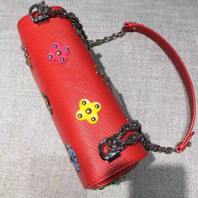 Louis Vuitton Replica Flower Embellished Epi Twist MM Bag Red