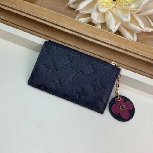Louis Vuitton Replica Flower Monogram Empreinte Zipped Card Holder M68338 Black 2019