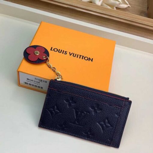 Louis Vuitton Replica Flower Monogram Empreinte Zipped Card Holder M68338 Navy Blue 2019