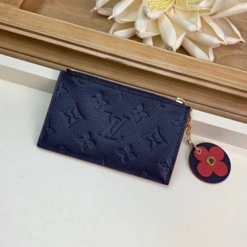 Louis Vuitton Replica Flower Monogram Empreinte Zipped Card Holder M68338 Navy Blue 2019