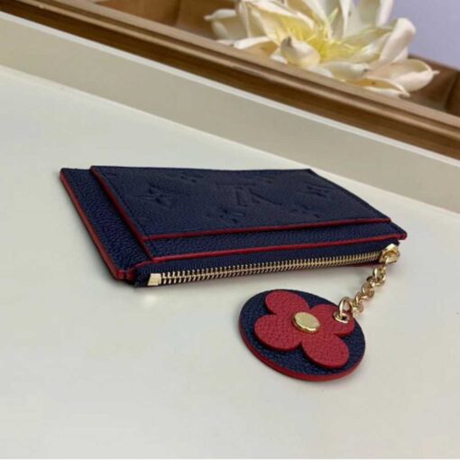 Louis Vuitton Replica Flower Monogram Empreinte Zipped Card Holder M68338 Navy Blue 2019