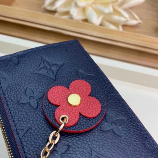 Louis Vuitton Replica Flower Monogram Empreinte Zipped Card Holder M68338 Navy Blue 2019