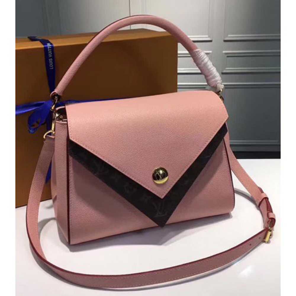 Louis Vuitton Replica Grained Calfskin Double V Handbag M54440 Rose Poudre 2017
