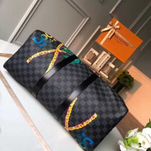 Louis Vuitton Replica Keepall 45 Bag Damier Cobalt Canvas N50002 Jungle Palm Tree 2018