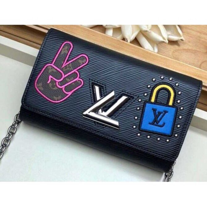 Louis Vuitton Replica LV Replica Stories Epi Leather Twist Chain Wallet M63320 Black 2019