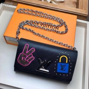 Louis Vuitton Replica LV Replica Stories Epi Leather Twist Chain Wallet M63320 Black 2019