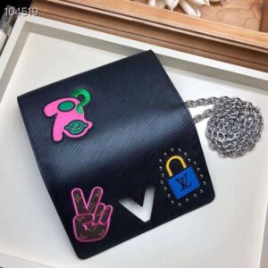 Louis Vuitton Replica LV Replica Stories Epi Leather Twist Chain Wallet M63320 Black 2019