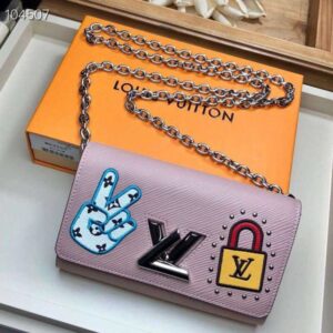 Louis Vuitton Replica LV Replica Stories Epi Leather Twist Chain Wallet M63320 Pink 2019