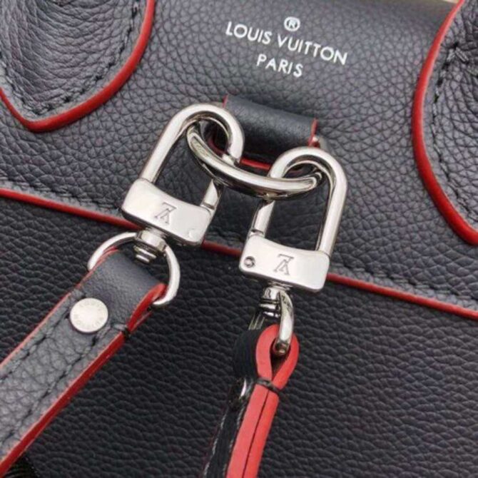 Louis Vuitton Replica Lockme Backpack Mini M54573 BLACK WITH RED PIPING